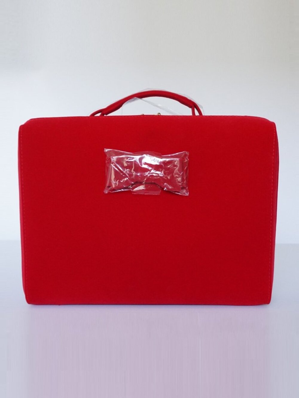 NEW Estee Lauder Red Velveteen Travel Train Case Makeup Cosmetic Bag Large